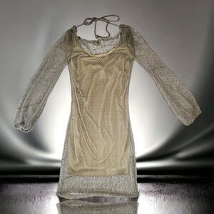 Windsor brown mesh back cowl mini dress